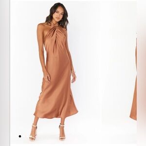 Show Me Your MuMu Copper Jasmine Halter Midi Dress